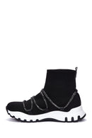 Women's Black Stone High Top Sneaker | Derimod