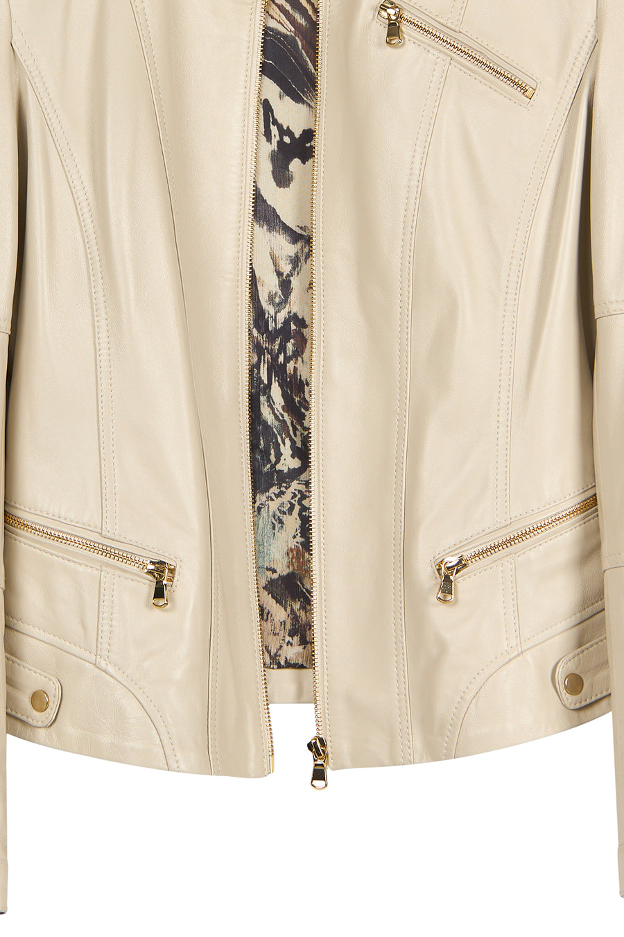 Donna Women's Beige Short Leather Jacket