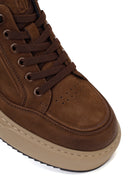 Male Brown Lace-up Thick-soled Nubuck Leather Sneaker | Derimod