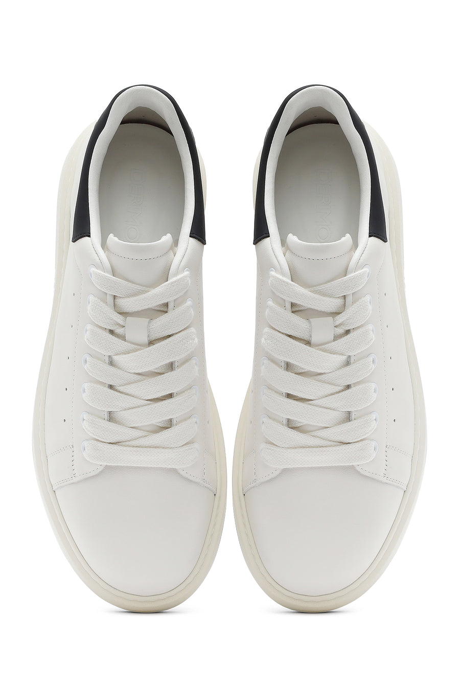 Erkek Beyaz Bağcıklı Deri Sneaker