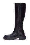 Women's Black Zippered Leather Boots | Derimod