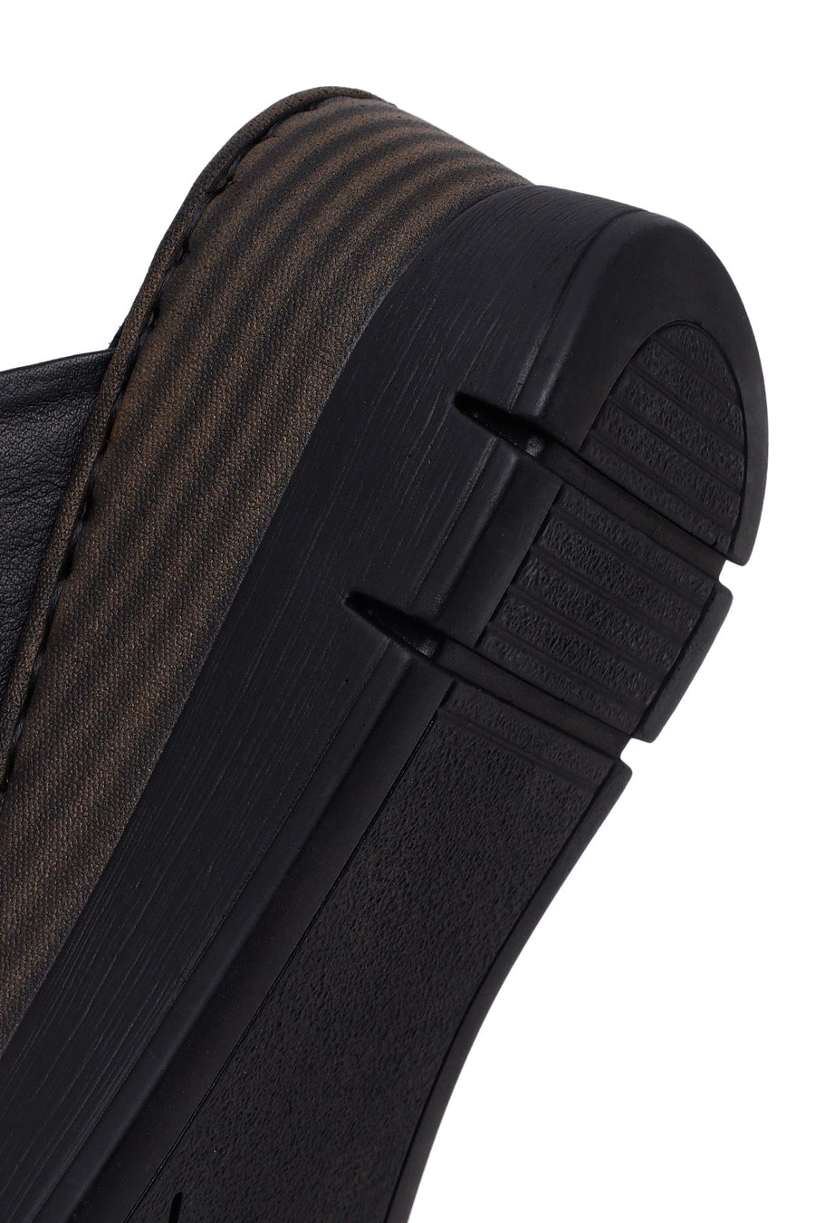 Woman Black Wedge Leather Comfort Slippers
