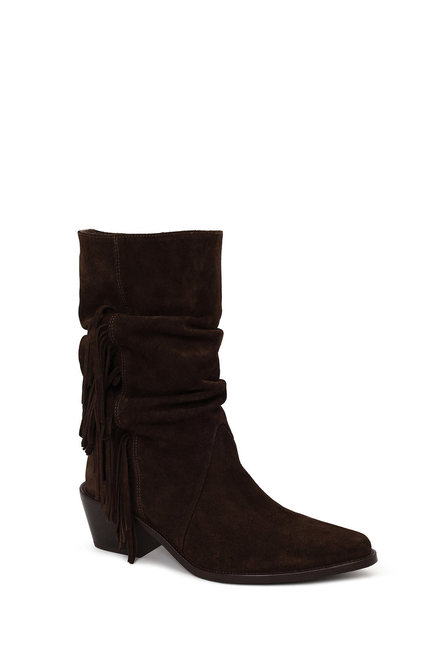 Woman Brown Chunky-Heeled Suede Cowboy Boots