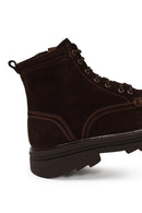 Male Brown Lace-Up Zip Closure Thick-Soled Suede Casual Boots | Derimod