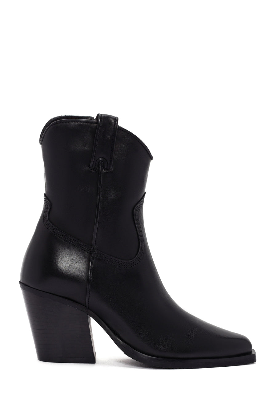 Women's Black Zippered Leather Cowboy Boots 23WFD281418 | Derimod