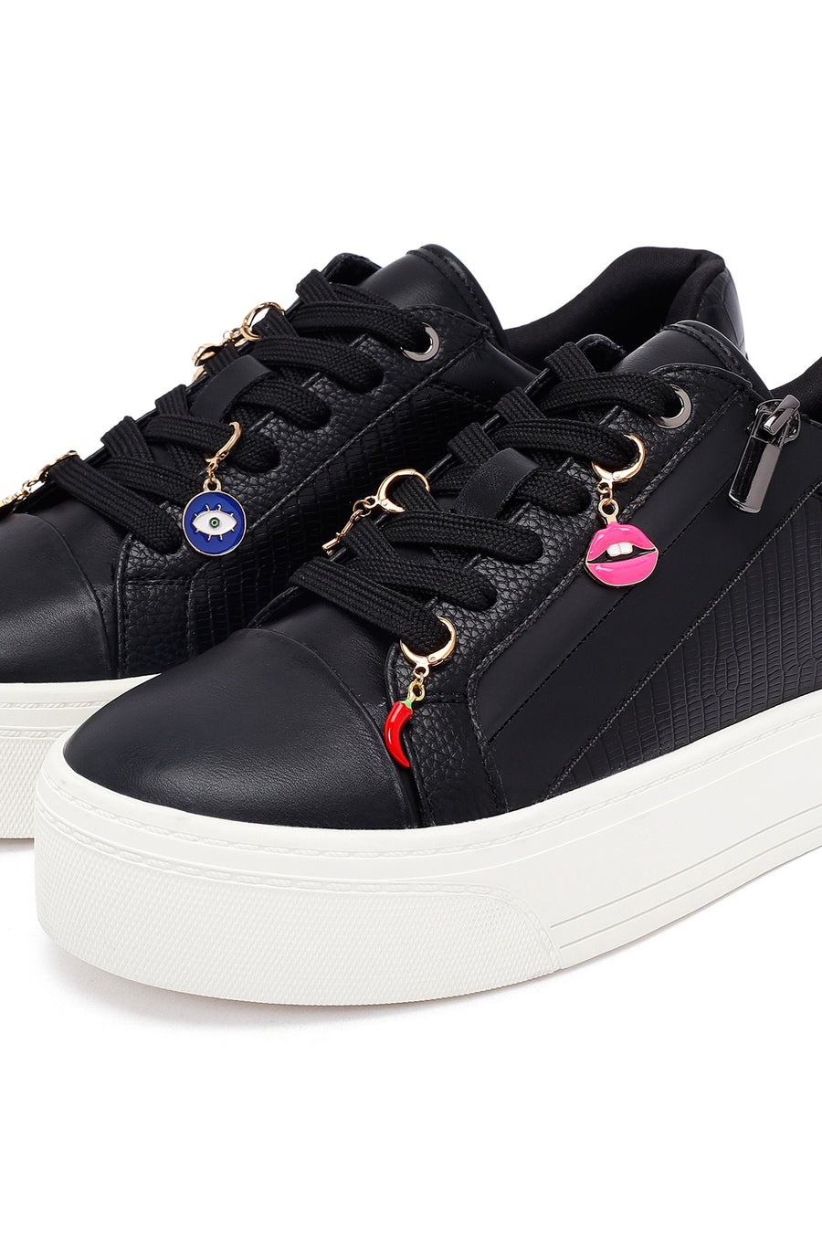 Kadın Siyah Bağcıklı Kalın Tabanlı Sneaker