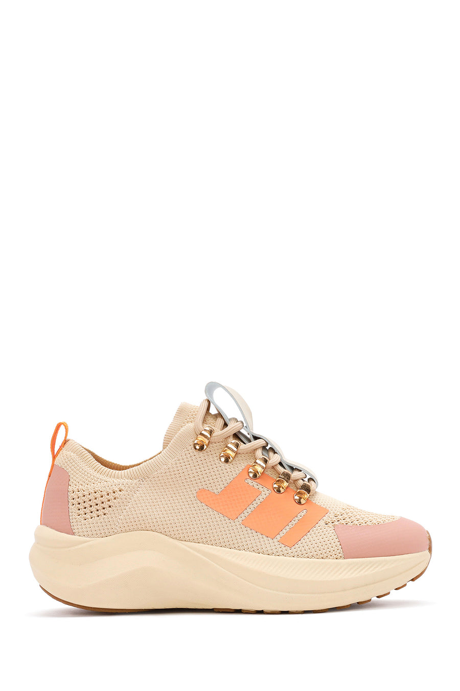 Derimod Zero Women's Beige Thick-Soled Lace-Up Fabric Sneakers 25SFD43166F | Derimod