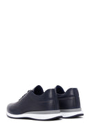 Men's Navy Blue Leather Printed Sneaker | Derimod