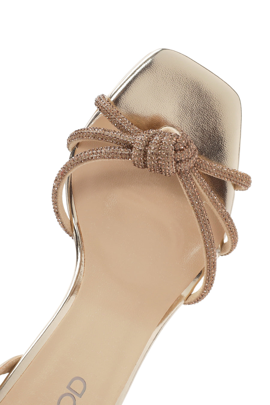 Women's Gold Ankle Buckle Stoned Thin Heel Sandals