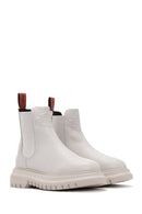 Harley Davidson Women's Beige Mourir Leather Thick Soled Chelsea Boots | Derimod