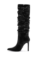 Women's Black Thin Heeled Patent Leather Boots | Derimod