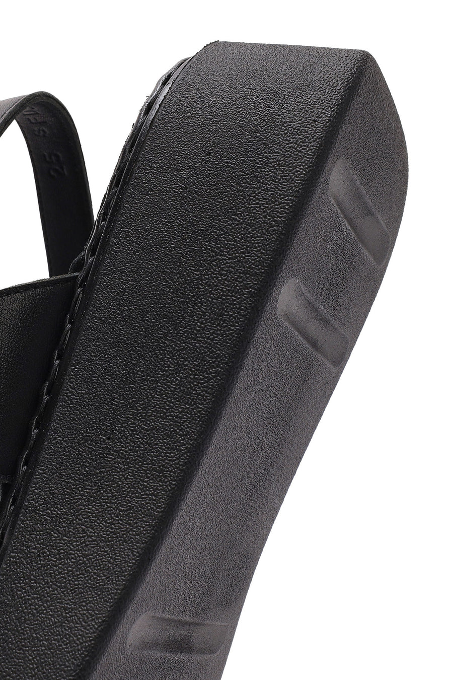 Women's Black Buckle Thick-Soled Leather Comfort Sandals