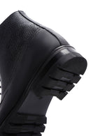 Men's Black Leather Zippered Casual Boots | Derimod