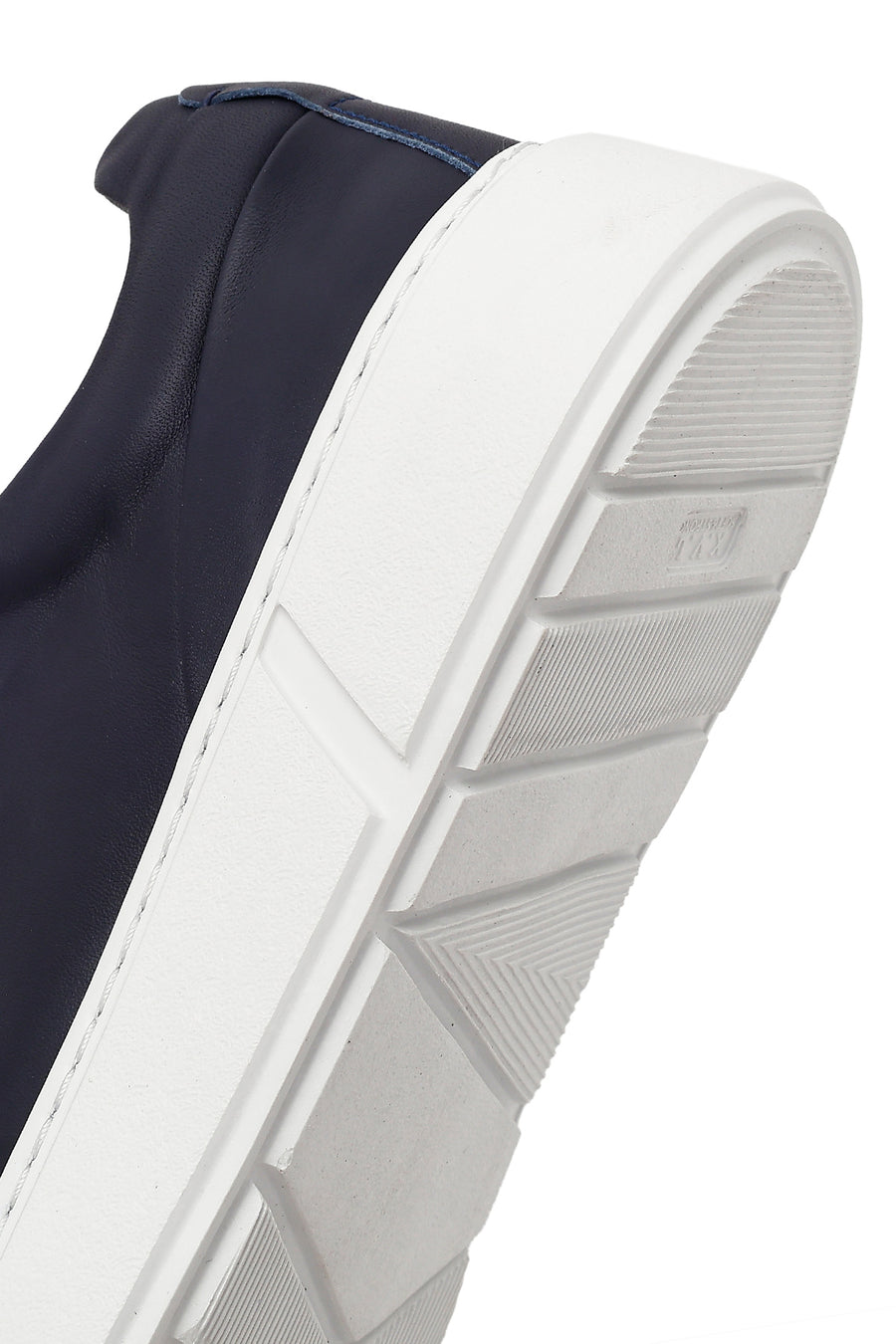 Erkek Lacivert Bağcıklı Deri Sneaker