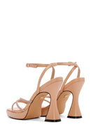 Women's Beige Ankle Strap Stone High Heel Sandals | Derimod