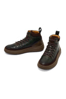 Men's Green Lace-Up Thick Sole Leather Sports Boots | Derimod