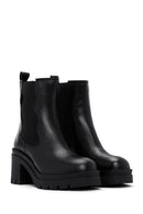 Women's Black Leather Heeled Chelsea Boots | Derimod