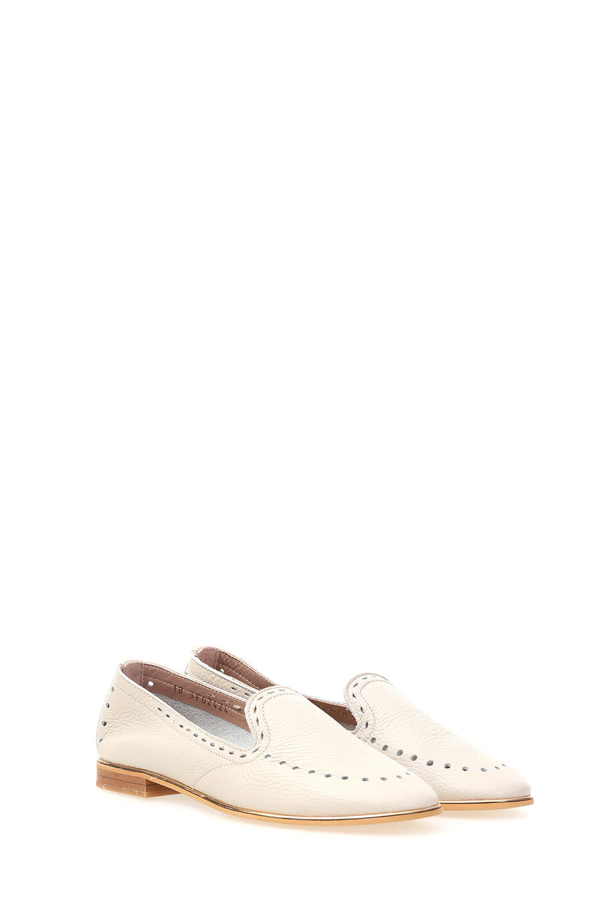 Gray Perforated Women's Leather Shoes