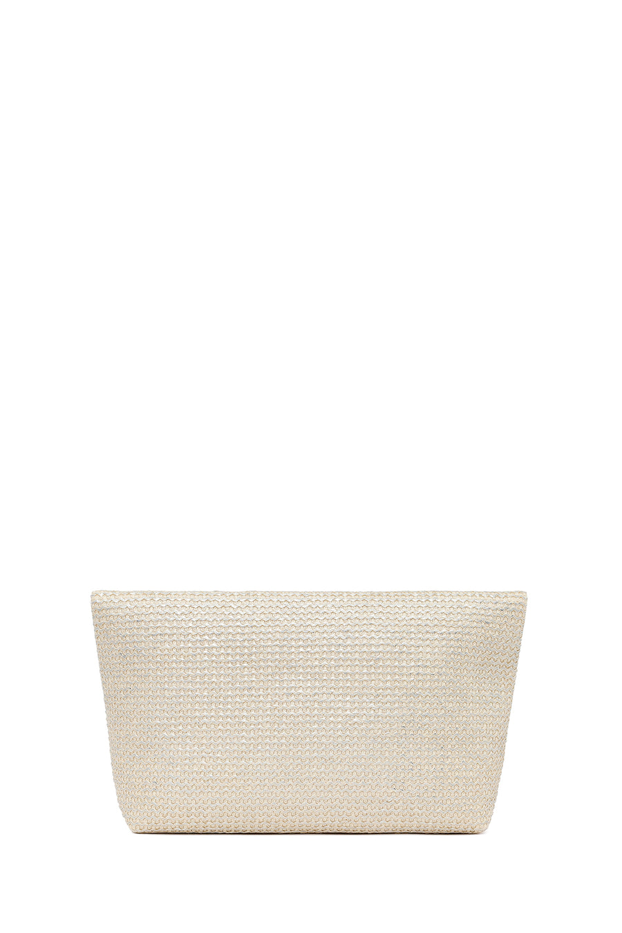 Woman Beige Braided Clutch Bag
