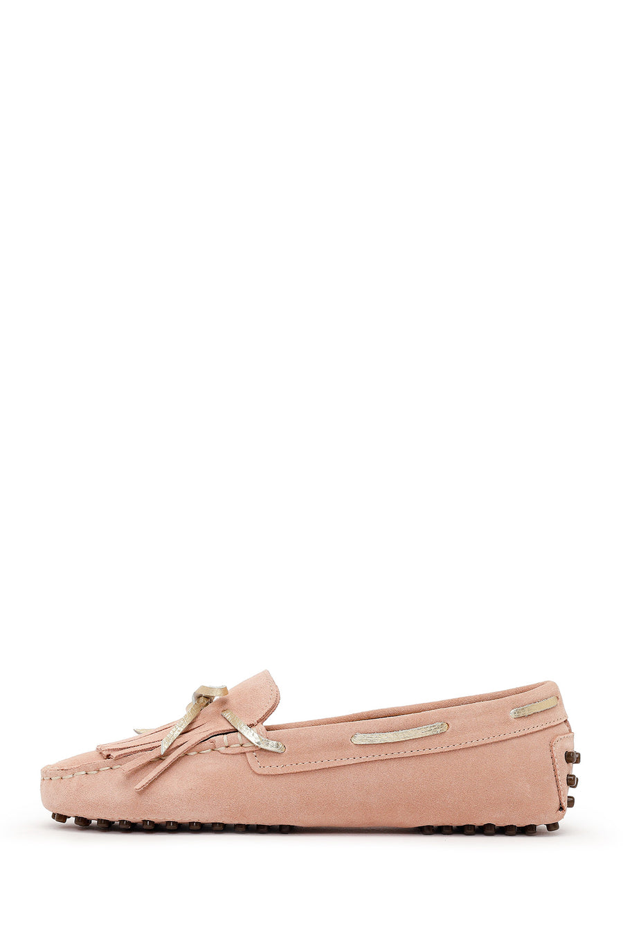 Woman Powder Tasselled Suede Loafer