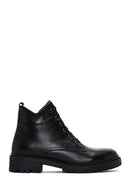 Women's Black Leather Zippered Boots | Derimod