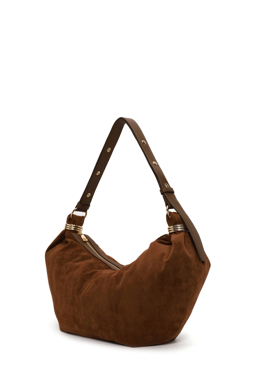 Woman Camel Suede Shoulder Bag