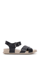 Women's Black Leather Comfort Sandals | Derimod