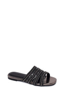 Woman Anthracite Stone-Embellished Slipper | Derimod