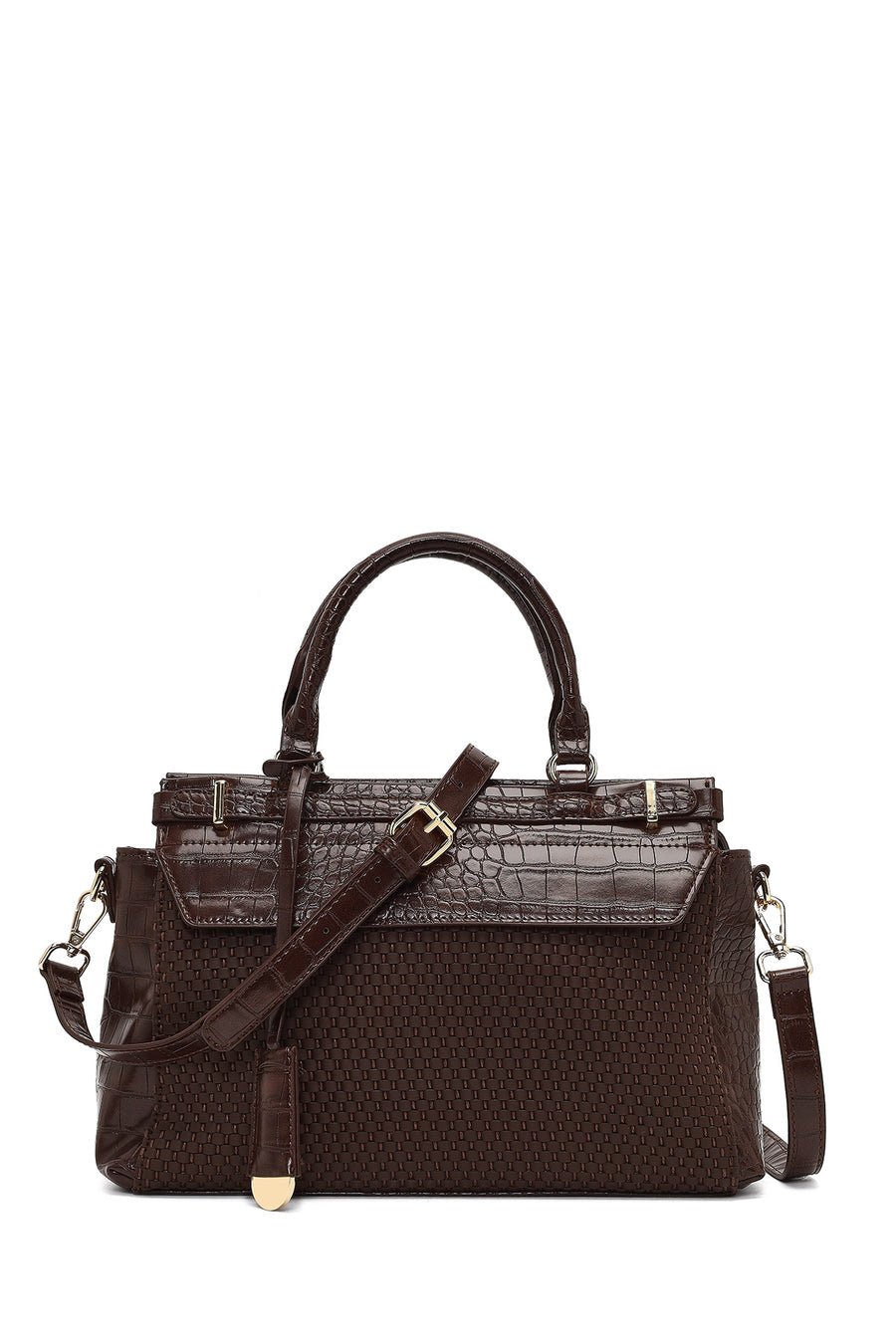 Women's Brown Long Strap Patterned Shoulder Bag 25SBD254214 | Derimod