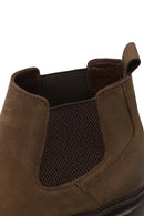 Male Beige Thick-Soled Nubuck Leather Chelsea Boots | Derimod