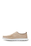 Men's Beige Nubuck Leather Casual Shoes | Derimod