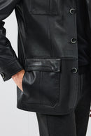 Kevin Men's Black Blazer Leather Jacket | Derimod