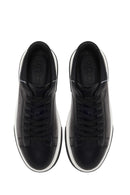 Male Black Lace-Up Thick-Soled Leather Sneaker | Derimod