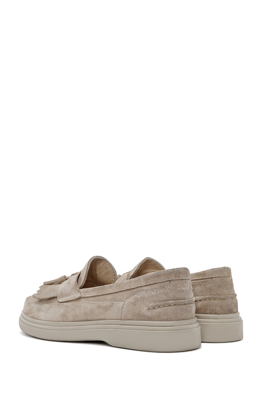 Women's Beige Tassel Suede Leather Loafer