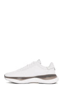 Men's White Lace-up Thick-Sole Leather Sneaker | Derimod