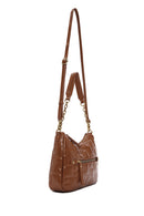 Women's Tan Long Strap Patent Leather Crossbody Bag | Derimod