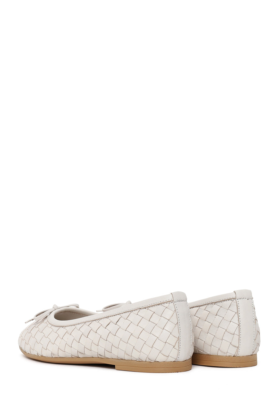 Woman White Braided Leather Ballet Flat
