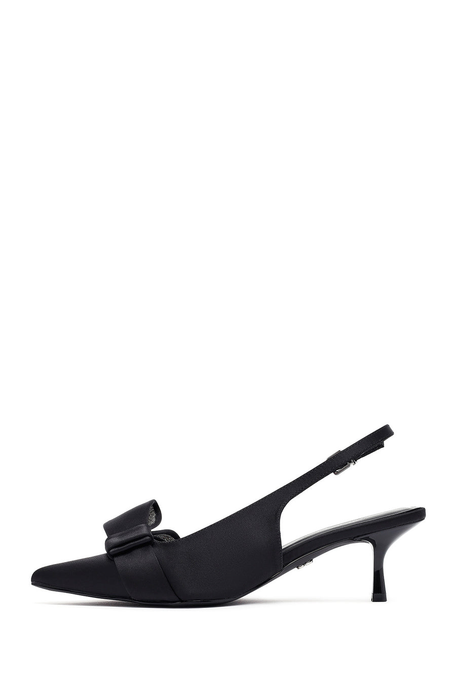 Women's Black Bow Back Open Thin Heeled Shoes