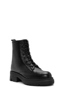 Women's Black Zippered Leather Boots | Derimod