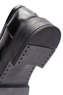 Women's Black Buckle Detailed Leather Masculine Loafer | Derimod