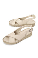 Woman Cream Buckled Comfort Leather Sandal | Derimod