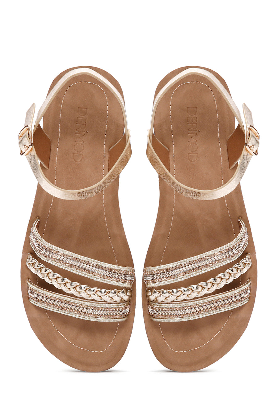 Women's Gold Ankle Strap Stone Sandals