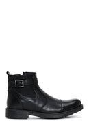 Men's Black Leather Zippered Casual Boots | Derimod