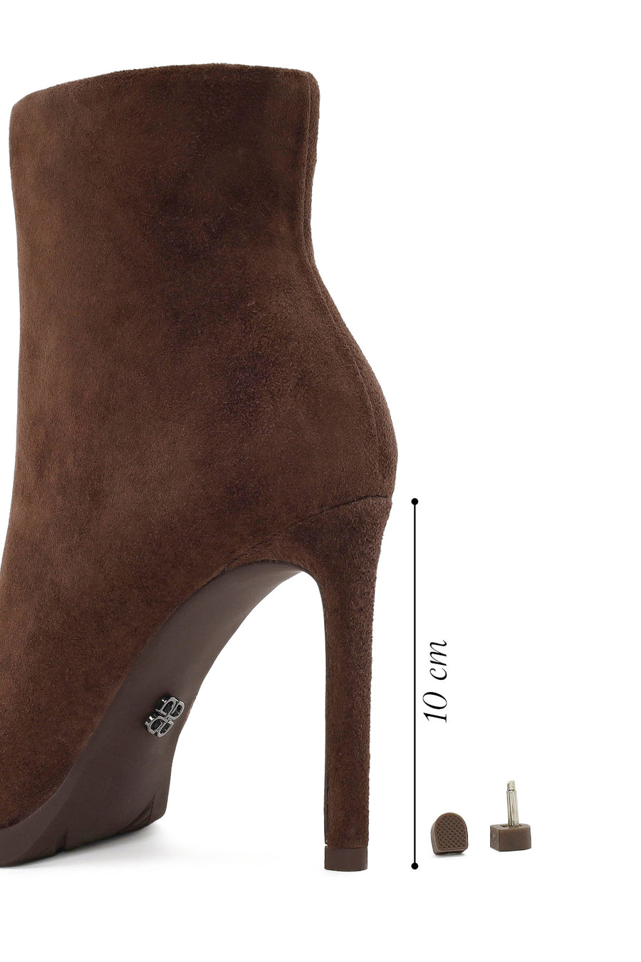 Woman Brown Zip Closure High Thin Heeled Suede Boots