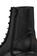 Geox Women's Black Damiana Zippered Thick Heel Leather Boots | Derimod