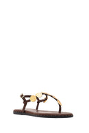 Women's Brown Metal Detailed Flip-Flop Sandals | Derimod
