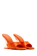 Women's Orange Transparent Heeled Slippers | Derimod