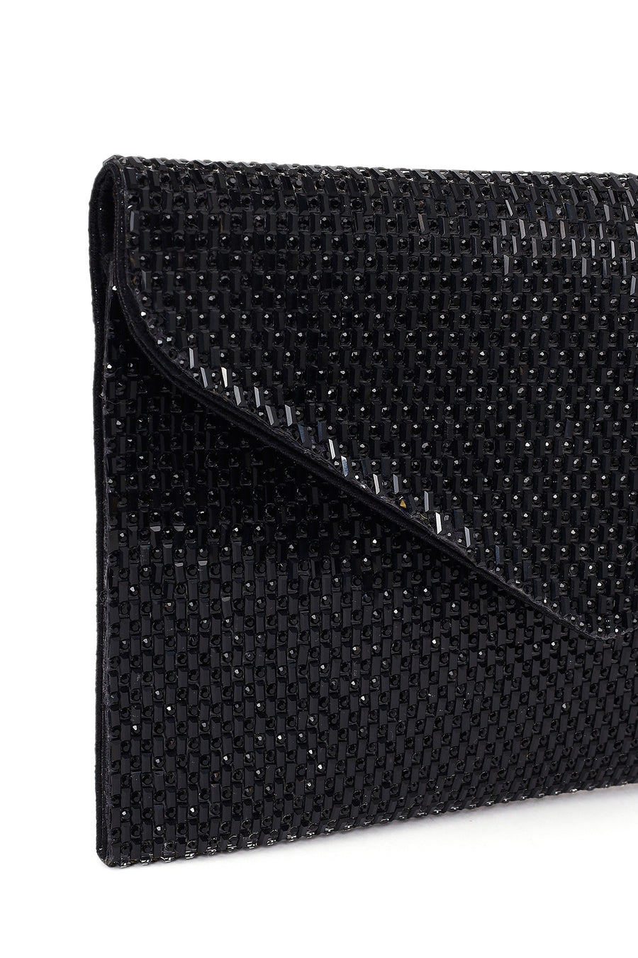 Woman Black Chain-Strap Rhinestone Evening Bag