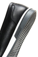 Men's Black Leather Knit Detailed Casual Loafer | Derimod