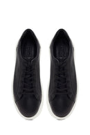Erkek Siyah Bağcıklı Deri Sneaker | Derimod